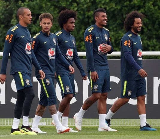 Treino da seleção brasileira em Londres